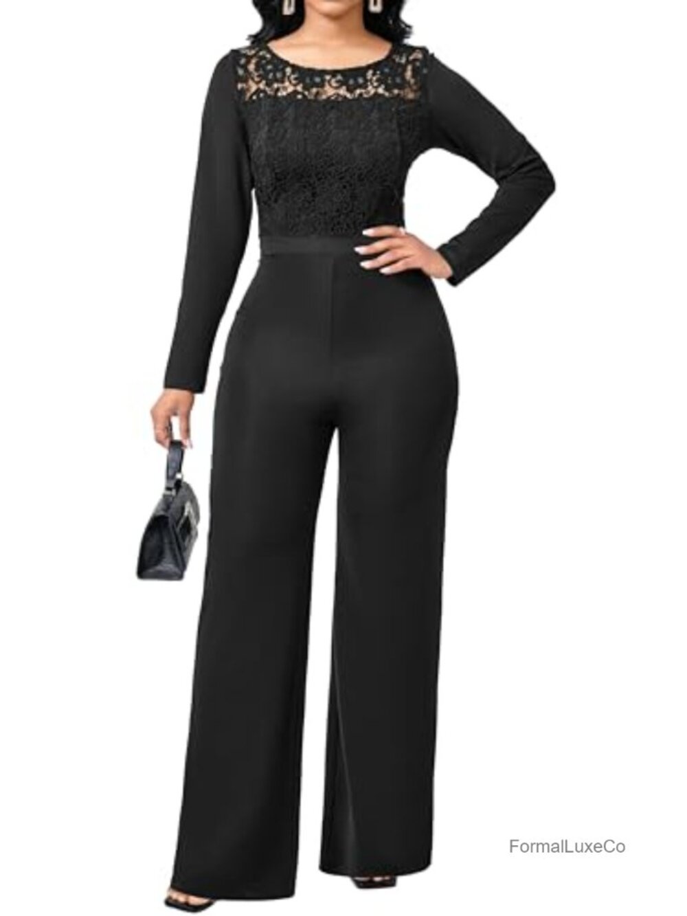 Formal Jumpsuit for Women Long Sleeve Dressy Romper with Zipper